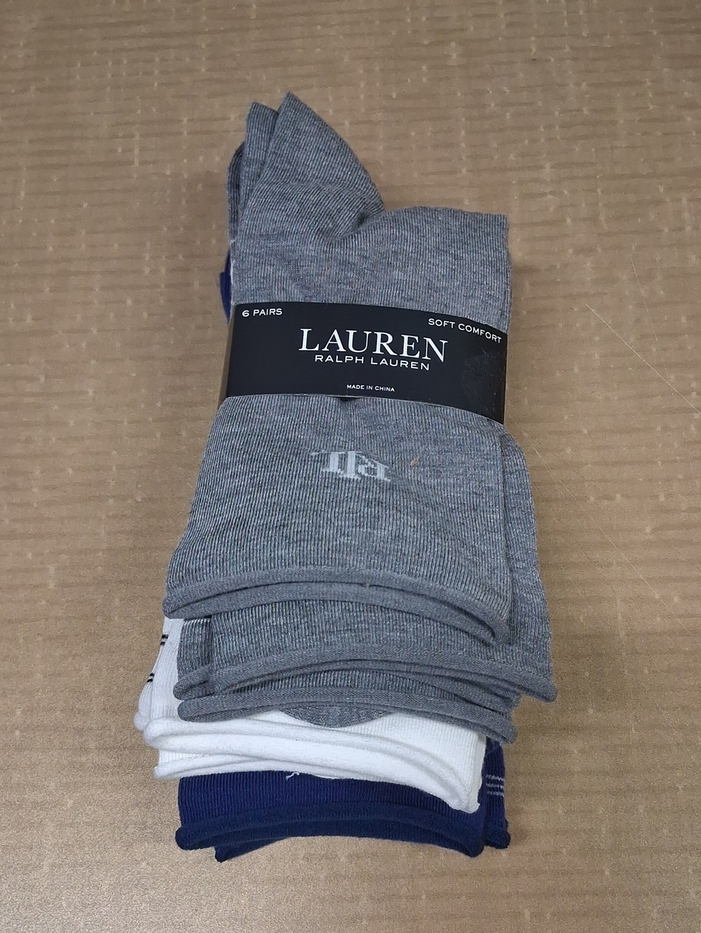 Lauren Ralph Lauren Men's Pack of Crew Socks in Gray, White & Blue